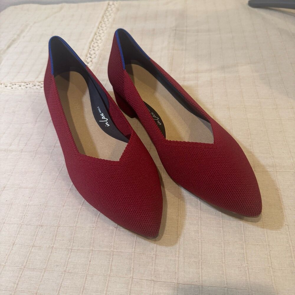 Rothy's The High Point Autumn Red Block Heel Pumps 7.5